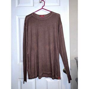 AGAVE Crewneck L/S Mens Standard Fit BROWN Cotton Santa Clara Pullover Shirt 1X